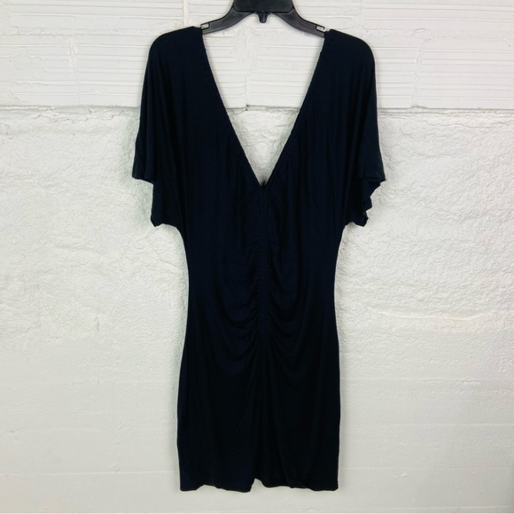 SHINE NEW YORK black V neck short sleeve stretch dress size large